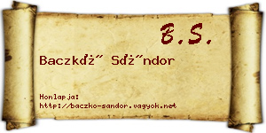 Baczkó Sándor névjegykártya